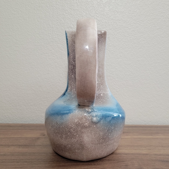 Vintage Studio Art Pottery Vase Blue Gray 9in Pitcher 1960s Bauhaus Design - Picture 7 of 11